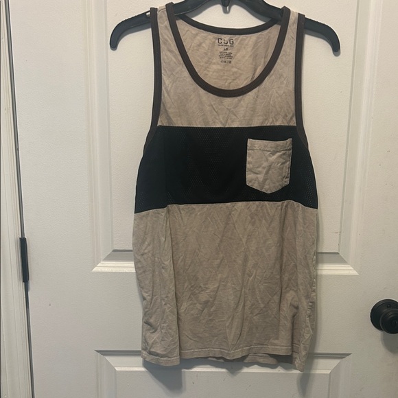 CLG Men's Tan and Black Tank Top - Picture 1 of 4